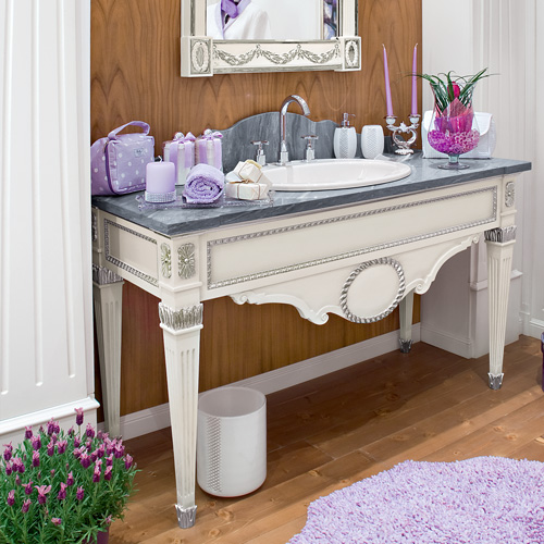 Consolle per bagno (piano in marmo, lavabo e rubinetteria NON inclusi)